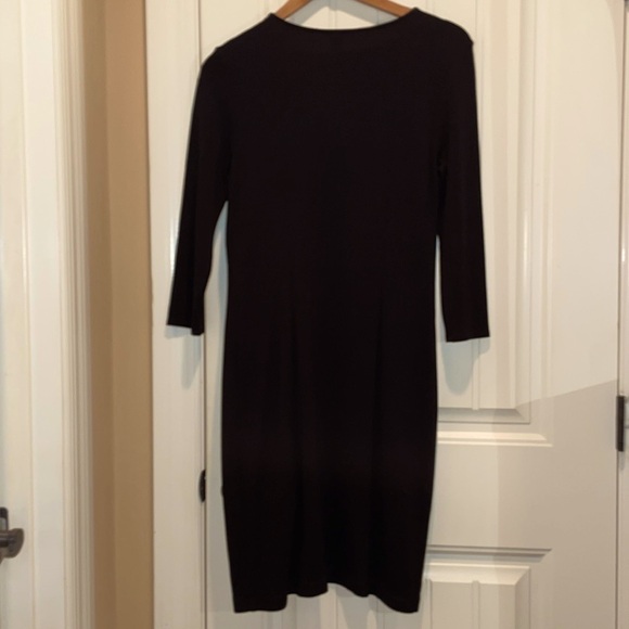 Ann Taylor 8 Black Dress over-knee, Full Length Gold Zip Front closure sleeves - Picture 3 of 13